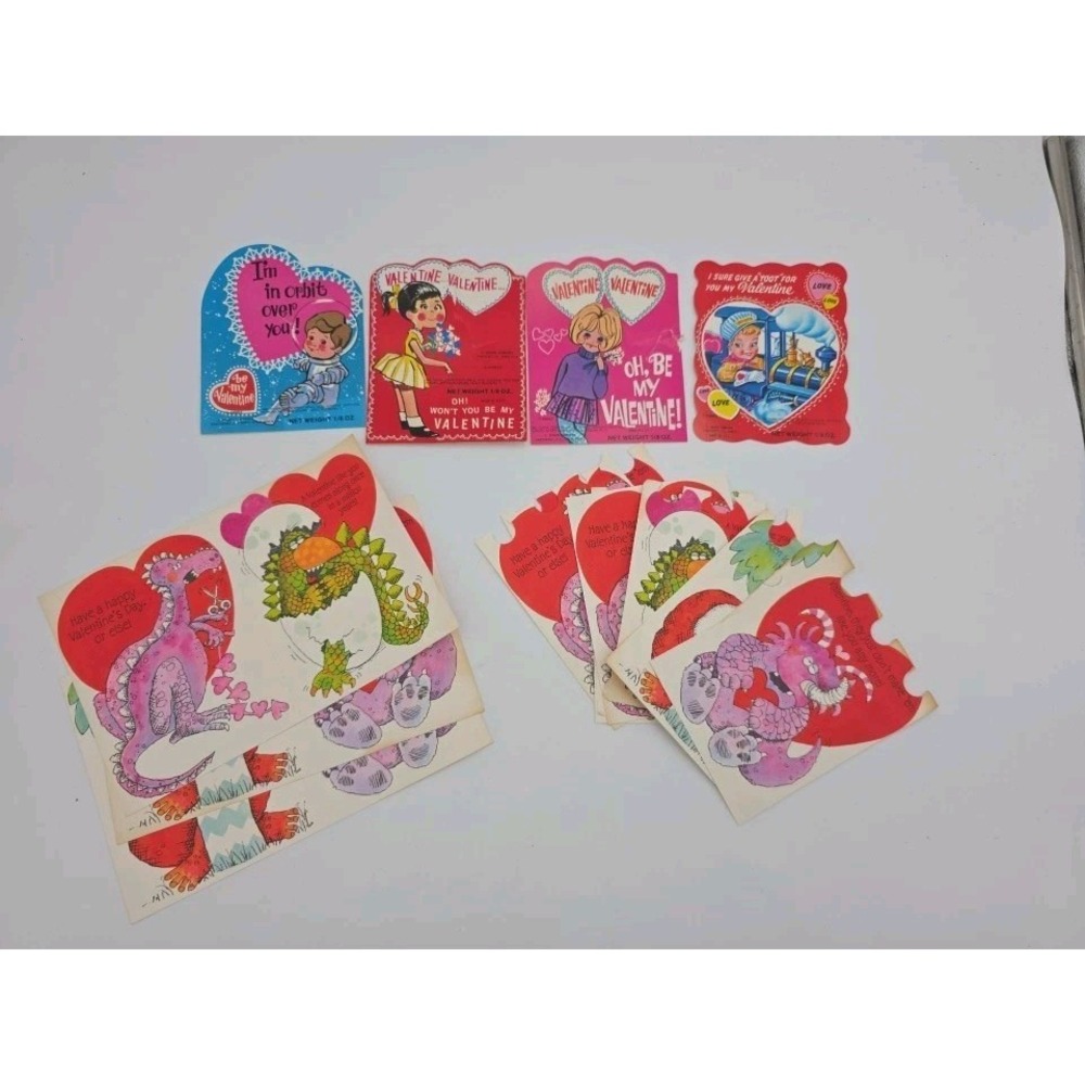 Vintage Valentine Cards Lot Of 16 for Ephemera Craft or Collector 1960s - 70s ?